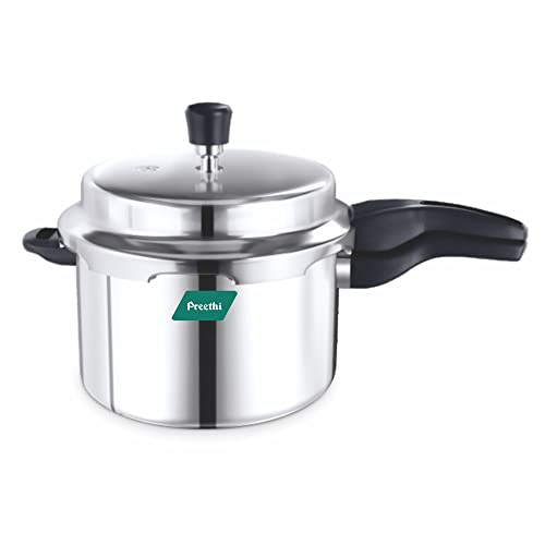 Preethi Neo Induction Base Stainless Steel Outer Lid Pressure Cooker, 5 Litres,Flame Protector Handles, Composite Silver Base For Uniform Heat Conductivity,1Yr Product Warranty & Lifelong Free Service