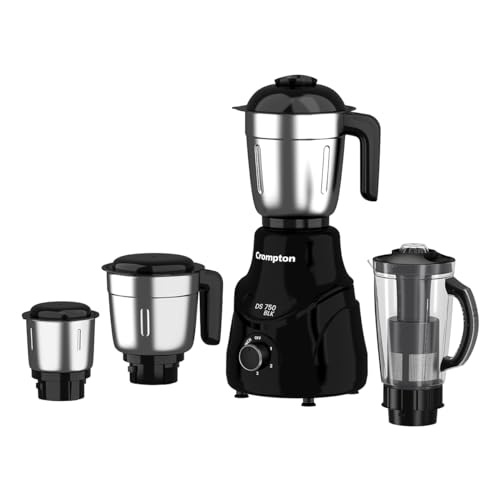 Crompton Ds 750W Mixer Grinder- 750W Powertron Motor For Faster Grinding Results | Motor Vent-X For Durability | 4 Jars (1.5L With Ff, 1.5, 1L, 0.4L) 2 Years Warranty On Product & Motor.