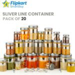 Flipkart Smartbuy Plastic Grocery Container  – 1200 Ml, 650 Ml, 350 Ml, 250 Ml(Pack Of 20, Silver)