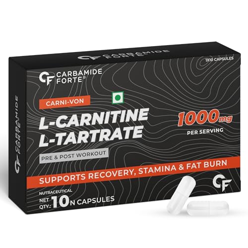 Carbamide Forte L Carnitine L-Tartrate 1000Mg Capsules For Men & Women | Pre Workout Supplement – 10 Veg Capsules