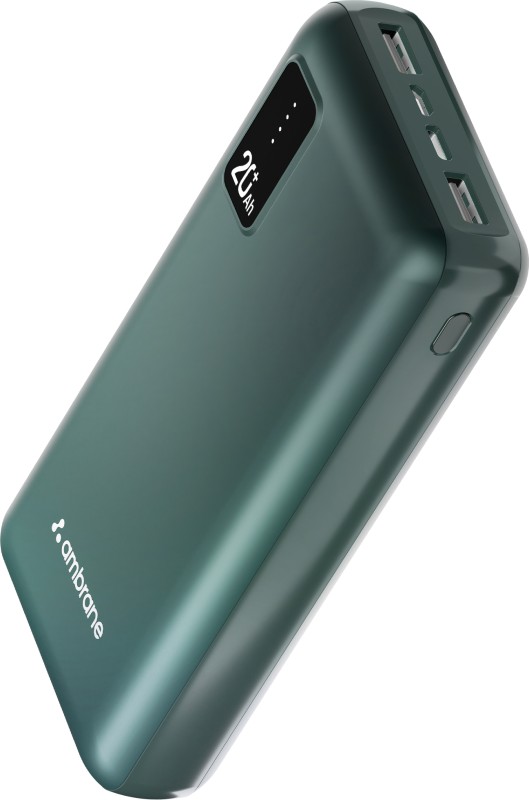 Ambrane 20000 Mah 10.5 W Compact Pocket Size Power Bank(Green, Lithium Polymer, Fast Charging For Earbuds, Laptop, Mobile, Smartwatch, Tablet, Trimmer)