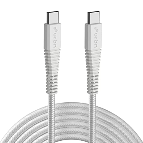 Urbn 65W Fast Charging Pd Cable – Usb Type-C To Type-C, Unbreakable Nylon Braided, Charge & Data Transfer – Compatible With Iphone 15, Smartphones, Laptops, Macbooks – 5 Feet, White