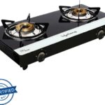 Lifelong Top, Black And White (Isi Certified,1 Year Warranty With Doorstep Service) Glass Manual Gas Stove(2 Burners)