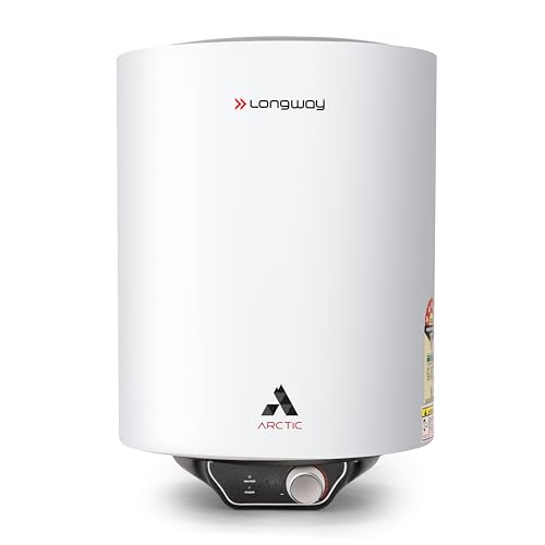 Longway Arctic 15 Ltr 5 Star Rated Storage Water Heater For Home With Advanced Multi-Layered Safety System | Glassline Coated Tank | Suitable For Hard Water & High-Rise Building (White)