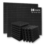 Ygm Acoustic Foams® Pyramid Acoustic Panels 12″ X 12″ X 2″, 38 Kg/M³ High Density Premium Grade Studio Noise, Echo Reduction And Absorption, 3D Structure (Charcoal Black) (Set Of 24)