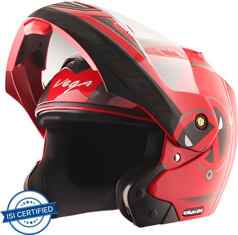 Vega Crux Marvel Deadpool Edition Motorbike Helmet(Red Black)