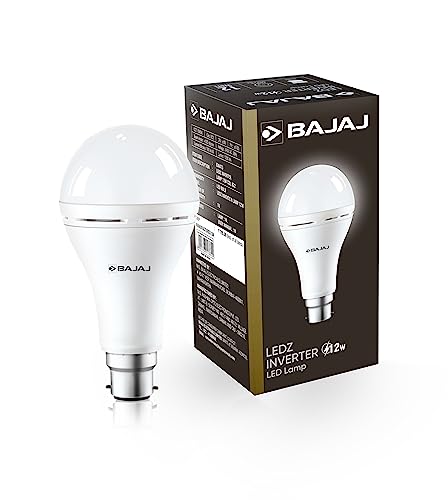 Bajaj Ledz 12W Rechargeable Emergency Inverter Led Bulb, Cool Day Light, White, Upto 4 Hours Battery, B22D