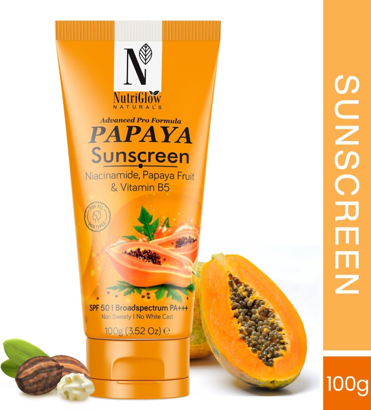 Nutriglow Natural’S Sunscreen – Spf 50 Pa+++ Advanced Pro Formula Papaya Sunscreen No White Cast, All Skin Type(100 G)