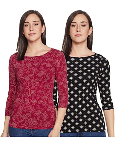 Amazon Brand – Myx Women’S Slim T-Shirt (Pag 101_Merlot And Black S)