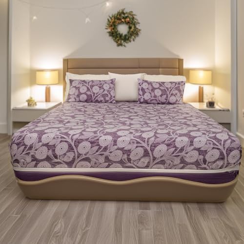 Status Contract -2024 Cotton Rich Double Bedsheet With 2 Pillow Covers For Bed Room, Home, Hotel-120 Gsm (Violet White)