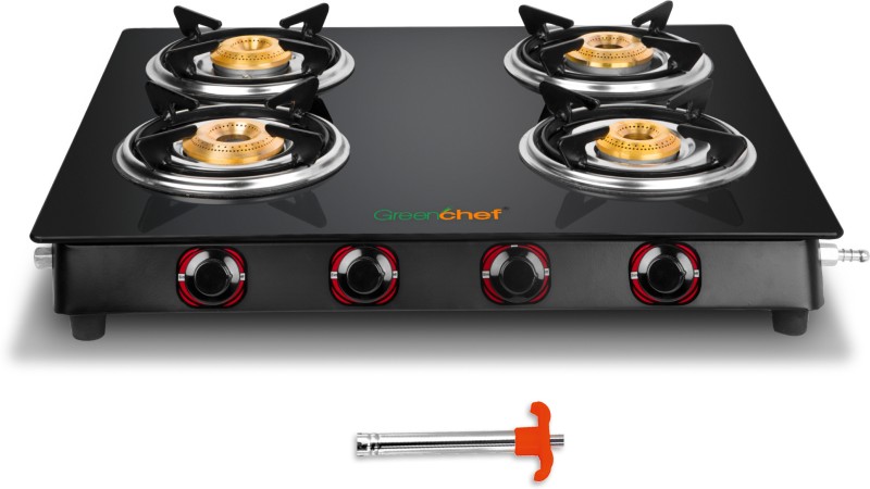 Greenchef Ebony Glass Manual Gas Stove(4 Burners)
