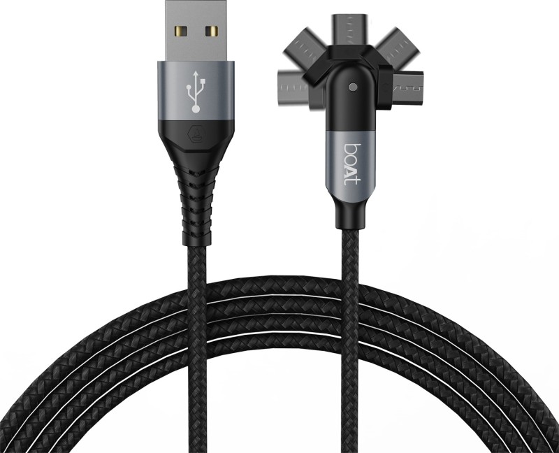 Boat 2-In-1 Cable 3 A 1.5 M Micro-Axis(Compatible With Mobile, Laptop, Tablet, Black, Grey)