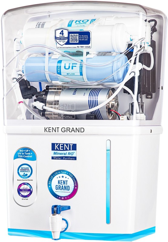 Kent Grand (11119) 8 L Ro + Uv + Uf + Tds Control + Uv In Tank Water Purifier(White)
