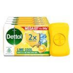 Dettol Lime Cool Bathing Soap Bar With 2X Menthol (600G)- Pack Of 4