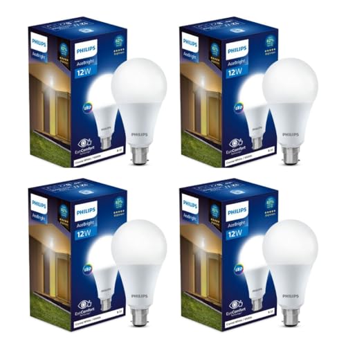 Philips Stellar Bright 12-Watt Led Bulb B22 Base (Crystal White, Pack Of 4)