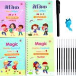 Zarqito English And Hindi Language Magic Practice Copy Book (4Book+10Refills)