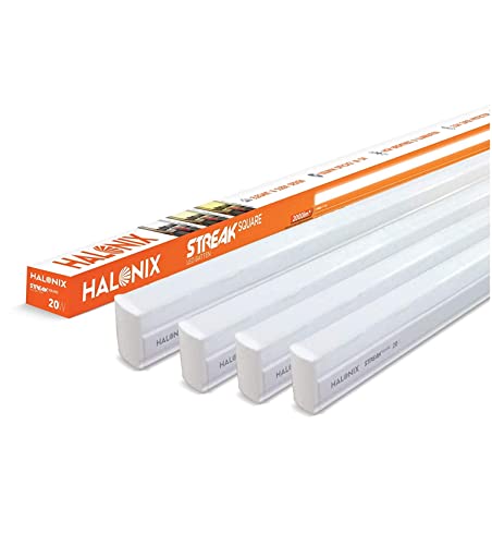 Halonix 20-Watt Led Batten/Tubelight | Streak Square 4-Ft Led Batten For Living Room & Bedroom | Cool Day Light, Pack Of 4