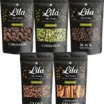 Lila Dry Fruits Premium Spices Combo| Utility Combo| Whole Spice Combo| Green Cardamom, Black Pepper, Cloves, Black Cardamom, Cinnamon Sticks Combo Pack| Daily Use Combo Pack| 50Gm Each(5 X 50 G)