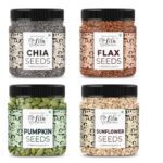 Lila Dry Fruits 4 Superseed Combo (Chia, Pumpkin, Sunflower & Flax) 250Gms Each (1Kg Total) Jar Pack |Immunity Combo For Weight Loss | Mix Seeds For Eating | Diet Snacks | Superfood