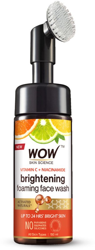 Wow Skin Science Vitamin C & Niacinamide Foaming With Built In Brush For Deep Cleansing Face Wash(150 Ml)
