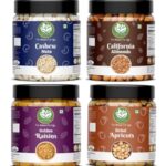 Go Vegan Dry Fruits Combo Pack Of Almonds | Cashews | Raisins | Dried Apricot | Pack Of 4 | Each 250 Gm | Hampers For Employees | Dry Fruits Gift Pack For Family | Total 1 Kg