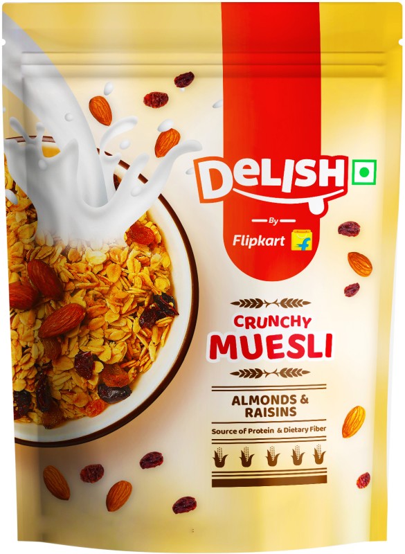 Delish By Flipkart Crunchy Muesli With 81% Multigrain Flakes, Source Of Protein Pouch Pouch(400 G)