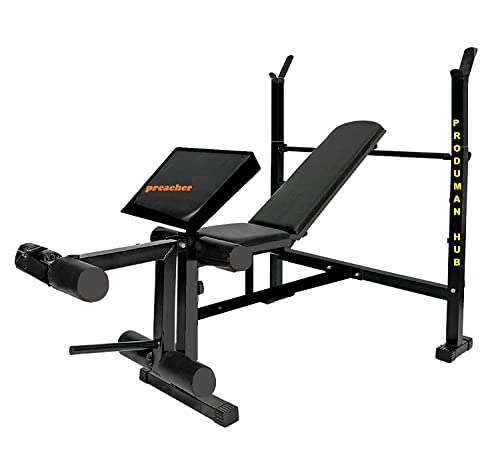 Produman Hub Home Gym Bench Bench,Multipurpose Bench (Incline,Decline Flat,Leg Curl Leg Ext,Prechare) Model Number -Safty 06