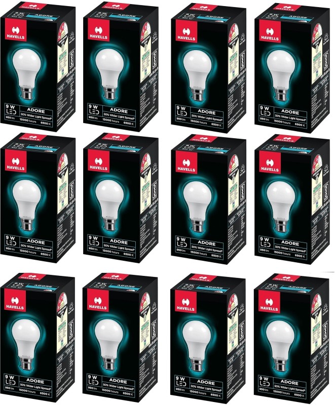 Havells 9 W Round B22 Led Bulb(White, Pack Of 12)