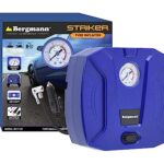 Bergmann Striker Compact & Portable Car & Bike Tyre Inflator | 12V Dc, 120W, 100% Copper Motor | High Precision Metal Gauge | Braided Hose | Led Light | Blue