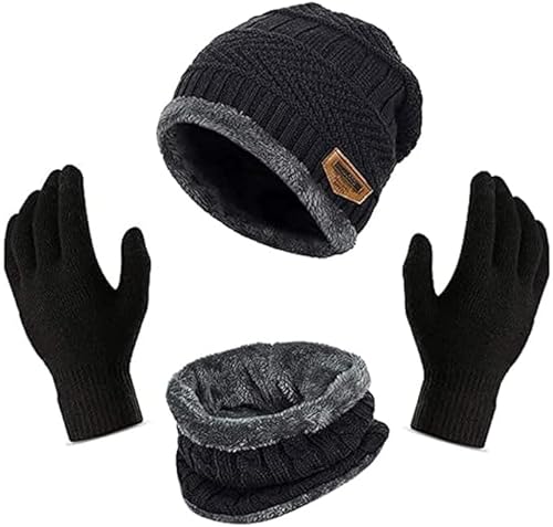 Perpetual Men’S Winter Wear Set And Gloves – Stylish Woolen Caps, Neck Warmers, And Winter Accessories For Men And Women, Perfect Beanie Cap For Cold Weather Mix Color 1 Set