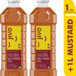 Jivo Cold Pressed Pure 2 Liter Mustard Oil Plastic Bottle(2 X 1000 Ml)