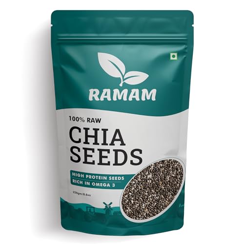 Ramam Chia Seeds For Weight Management -100% Clean Superfood | Rich In Omega-3, Protein, Fiber & Calcium | Gluten-Free | Ideal For Weight Loss, Heart Health & Healthy Snacks | Versatile For Eating & Baking – 250G