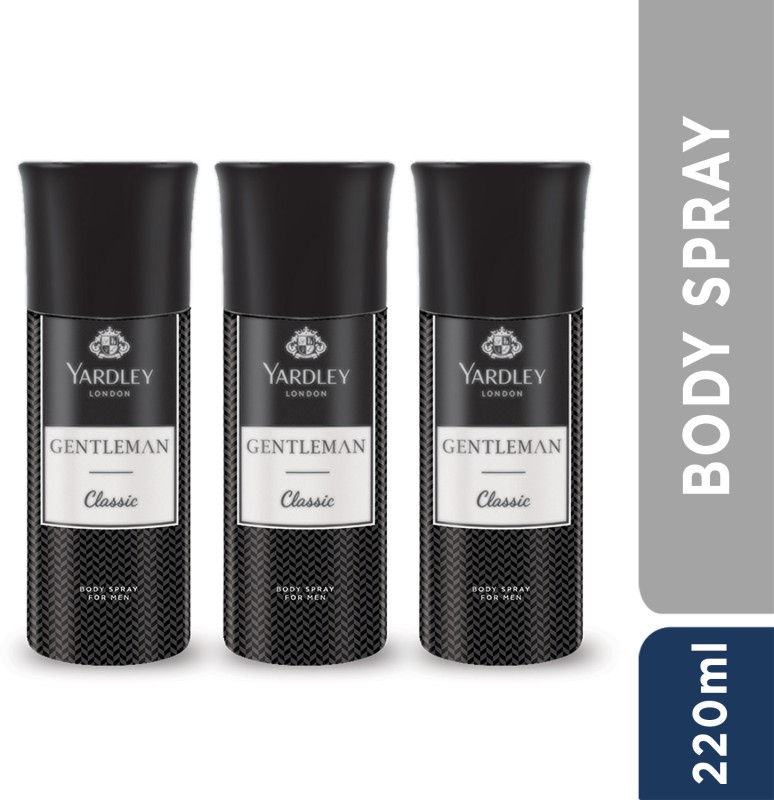 Yardley London Gentleman Classic With Woody Fougere Notes Body Deodorant Spray  –  For Men(660 Ml, Pack Of 3)