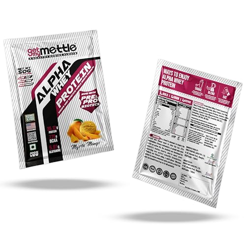 Getmymettle| Alpha Whey Protein|35.06G Protein|Whey Protein |Mystic Mango, 50G