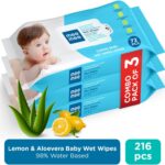 Meemee Soft Cleansing Baby Wet With Lemon & Aloe Vera – Pack Of 3(216 Wipes)