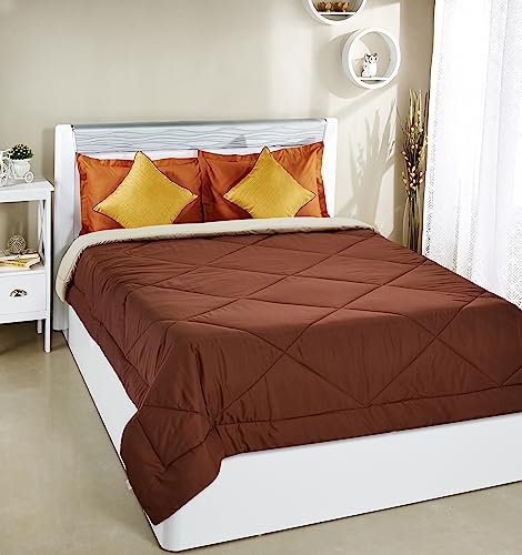 Amazon Brand – Solimo Microfiber Reversible Comforter, Double (Subtle Beige And Walnut Brown, 200 Gsm)