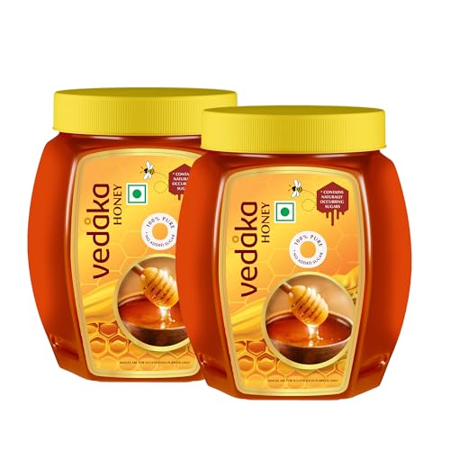 Amazon Brand – Vedaka Honey | 100% Pure| No Added Sugar Or Adulteration | Product Of India | 1 Kg (Pack Of 2) (Previously Kitchen Cheer)