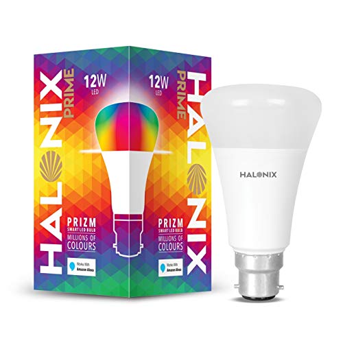 Halonix Wi-Fi Enabled Smart Led Bulb 12W B22D (16 Million Colors + Warm White/Neutral White/White) (Compatible With Amazon Alexa And Google Assistant)