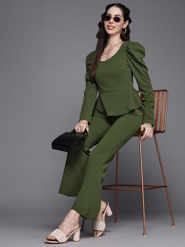 Sassafras Slim Fit Women Green Trousers