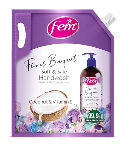 Dabur Fem Floral Bouquet Soft & Safe Handwash – 1500 Ml | Enriched With Goodness Of Coconut Milk & Vitamin E | Long Lasting Fragrance