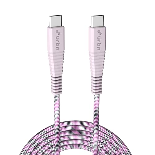 Urbn 65W Ultra Fast Charging Usb Type-C To Type-C Cable | Pd Charger & Data Transfer | Unbreakable Nylon Braided | Iphone, Smartphones, Laptops, Macbooks | 5Ft Length – Designer Pink