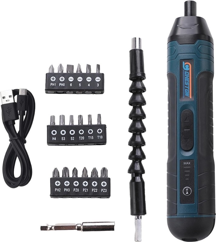 Cheston Cordless Screwdriver Machine With 20 Bits | Battery Powered 1500 Mah & Led Light Standard Screwdriver Set(Pack Of 1)