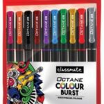 Classmate Octane Burst Multi Colour Gel Pen(Pack Of 10, Ink Color – Pink, Orange, Black, Maroon, Purple, Blue, Green, Yellow, Red, Grey)