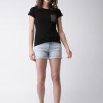 Mast & Harbour Solid Women Round Neck Black T-Shirt