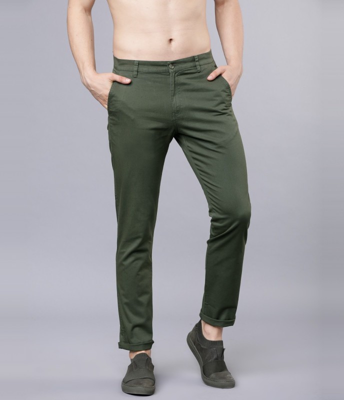 Highlander Slim Fit Men Green Trousers