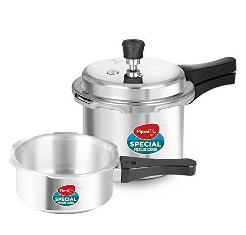 Pigeon By Stovekraft 12708 Aluminium Pressure Cooker Combo, Outer Lid, Without Induction Base (2 Litre And 3 Litre, Silver)