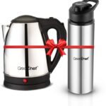 Greenchef Kettle 1.5L Flex 900 Ml Stainless Steel Water Bottle Electric Kettle(1.5 L, Silver, Black)