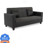 Flipkart Perfect Homes Crete Leatherette And Fabric 3 Seater  Sofa(Finish Color – Black Stripe, Diy(Do-It-Yourself))