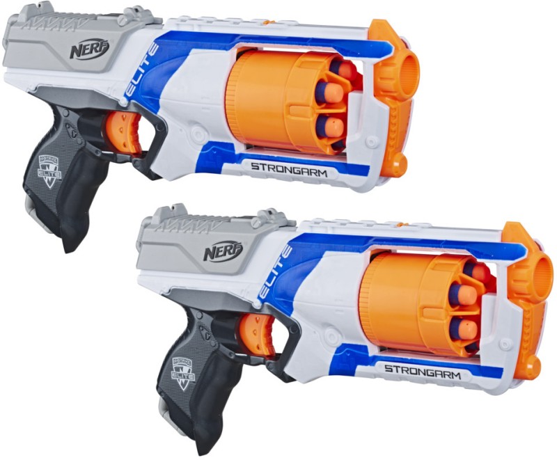 Nerf Elite Strongarm Blaster 2-Pack, 2 Blasters And 12 Official Elite Darts Guns & Darts(Multicolor)