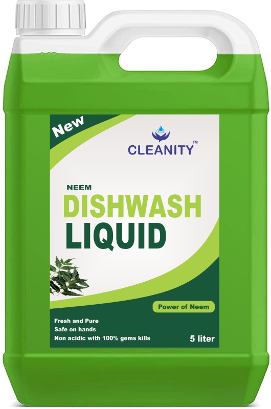 Cleanity Dishwash Liquid Disinfectant Dish & Utensil Cleaner Neem (5000Ml) Dish Cleaning Gel(Neem, 5000 Ml)